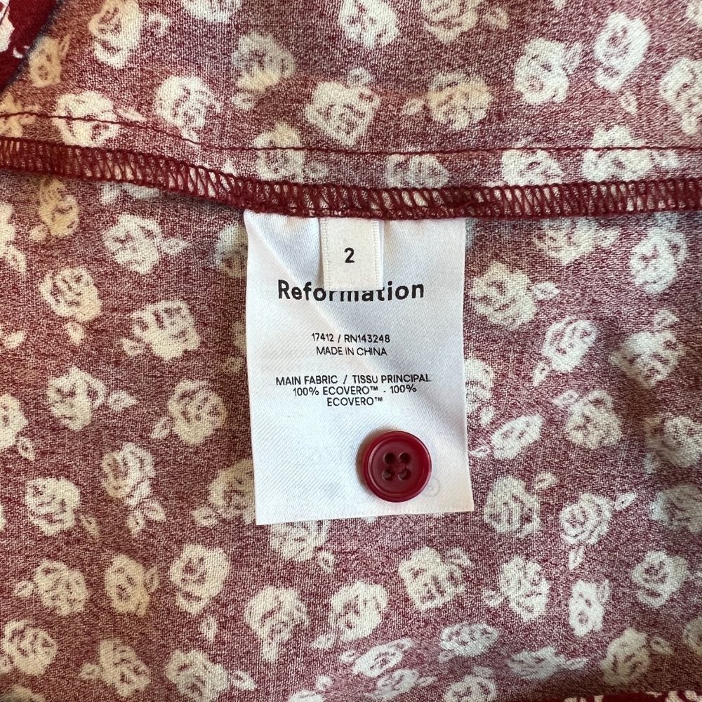 Reformation Leora Dress | Size: 2 | Color: Red + White Floral - Picture 7 of 8